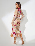 Maraya Floral Applique Midi Dress
