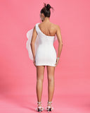 White Exaggerated Flower Mini Dress