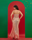 Strapless Feather Sequin Long Dress