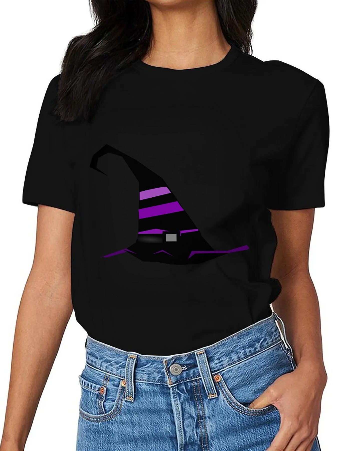 KevaMolly Graphic T Shirts for Women Summer Casual Halloween Printed Tee Cotton Tops Loose Fit