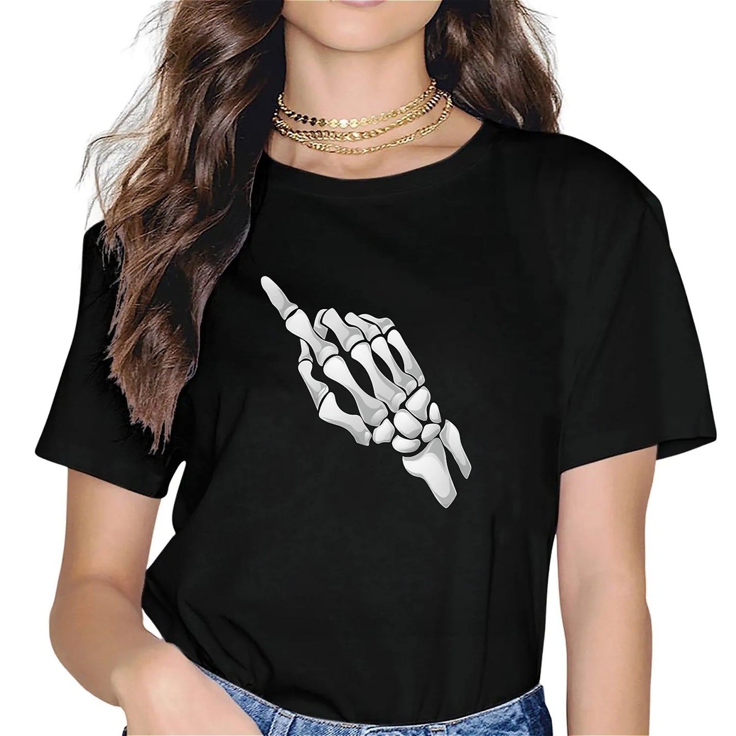 KevaMolly Graphic T Shirts for Women Summer Casual Halloween Printed Tee Cotton Tops Loose Fit
