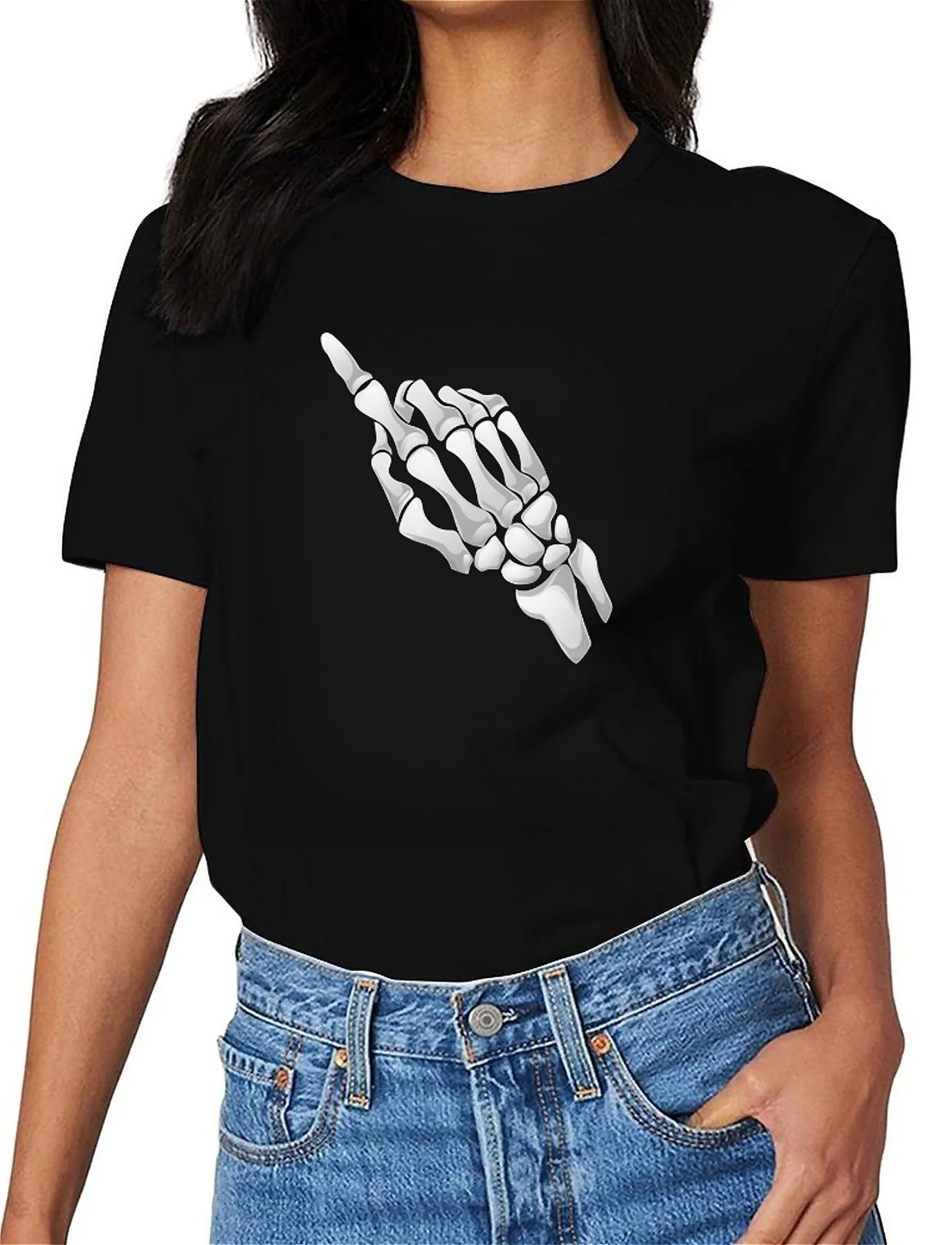 KevaMolly Graphic T Shirts for Women Summer Casual Halloween Printed Tee Cotton Tops Loose Fit