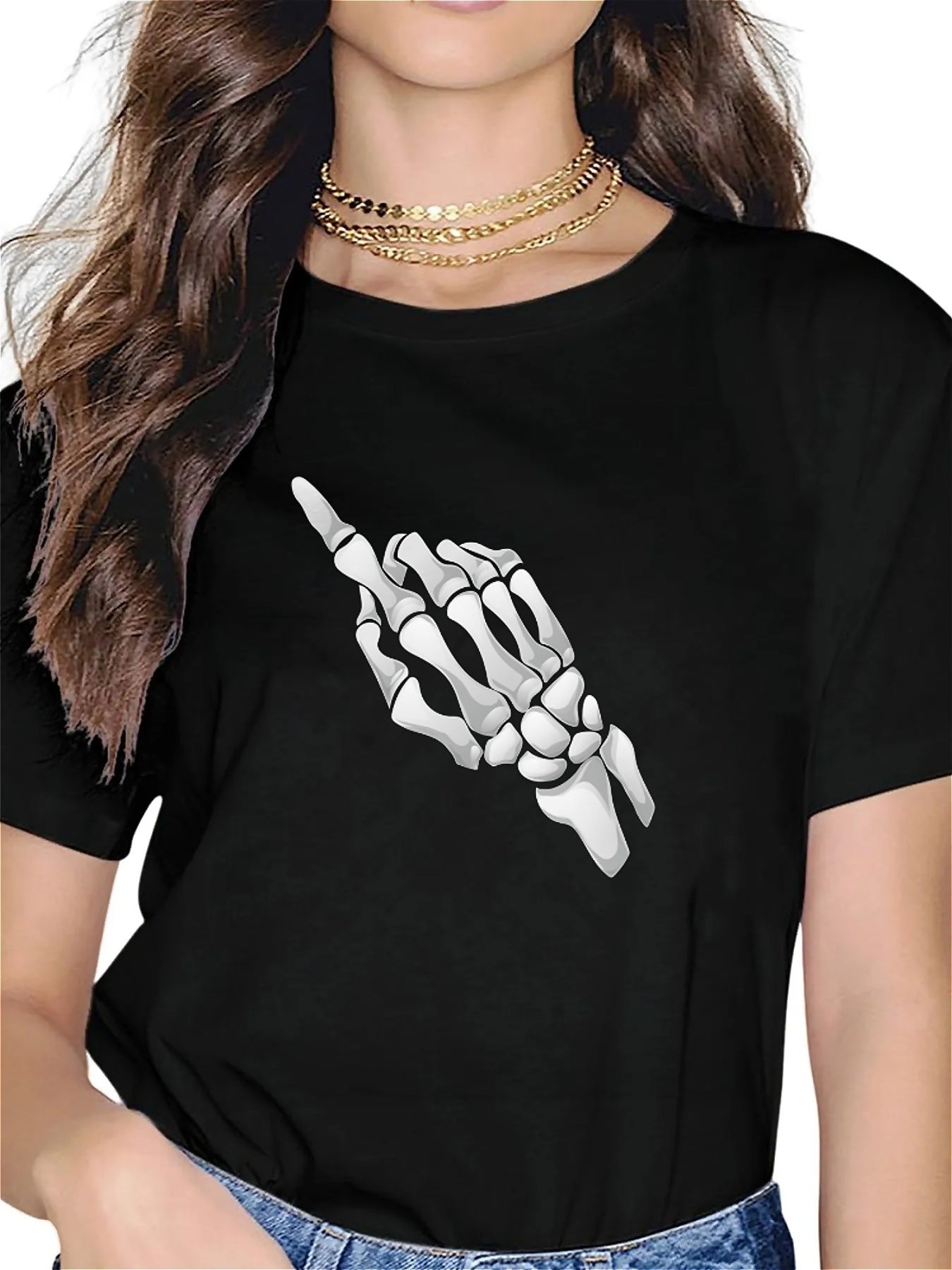 KevaMolly Graphic T Shirts for Women Summer Casual Halloween Printed Tee Cotton Tops Loose Fit
