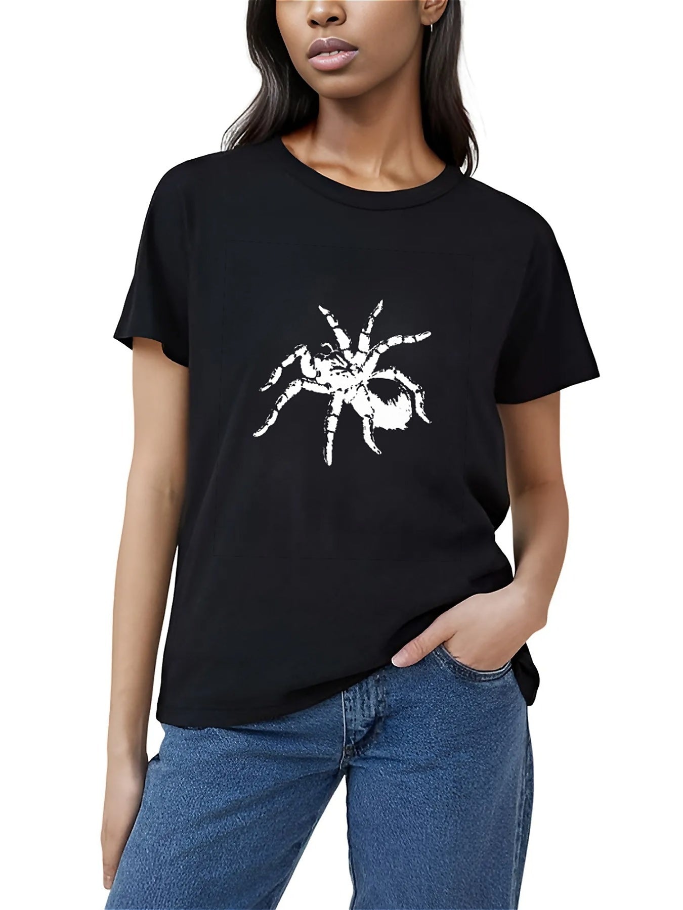 KevaMolly Graphic T Shirts for Women Summer Casual Halloween Printed Tee Cotton Tops Loose Fit