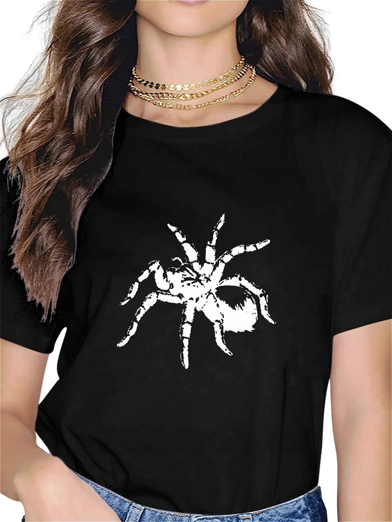 KevaMolly Graphic T Shirts for Women Summer Casual Halloween Printed Tee Cotton Tops Loose Fit