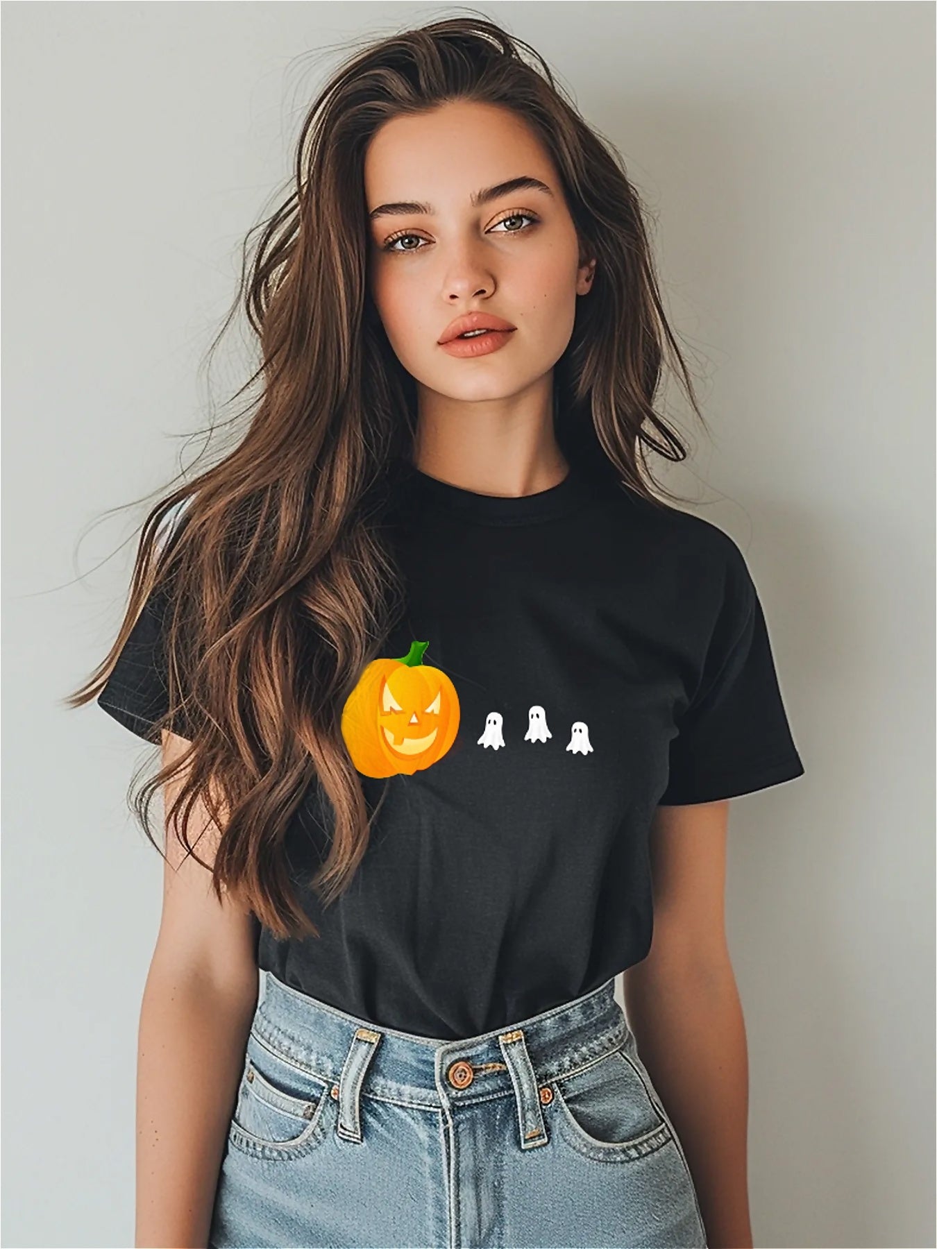 KevaMolly Graphic T Shirts for Women Summer Casual Halloween Printed Tee Cotton Tops Loose Fit