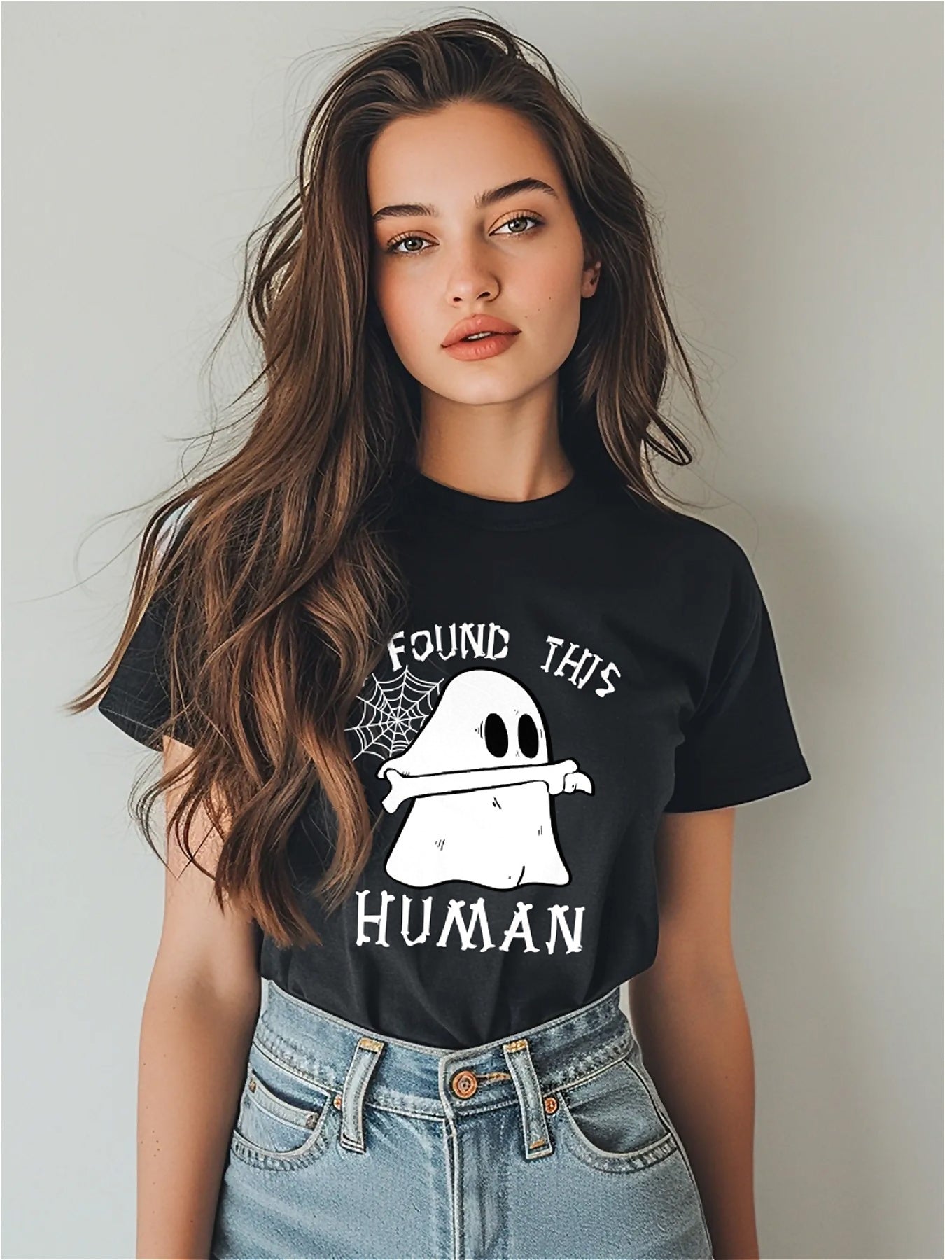KevaMolly Graphic T Shirts for Women Summer Casual Halloween Printed Tee Cotton Tops Loose Fit