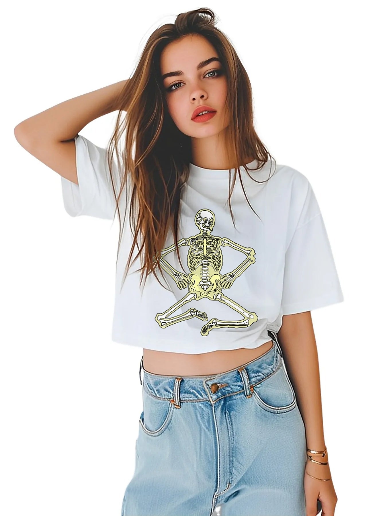 KevaMolly Graphic T Shirts for Women Summer Casual Halloween Printed Tee Cotton Tops Loose Fit