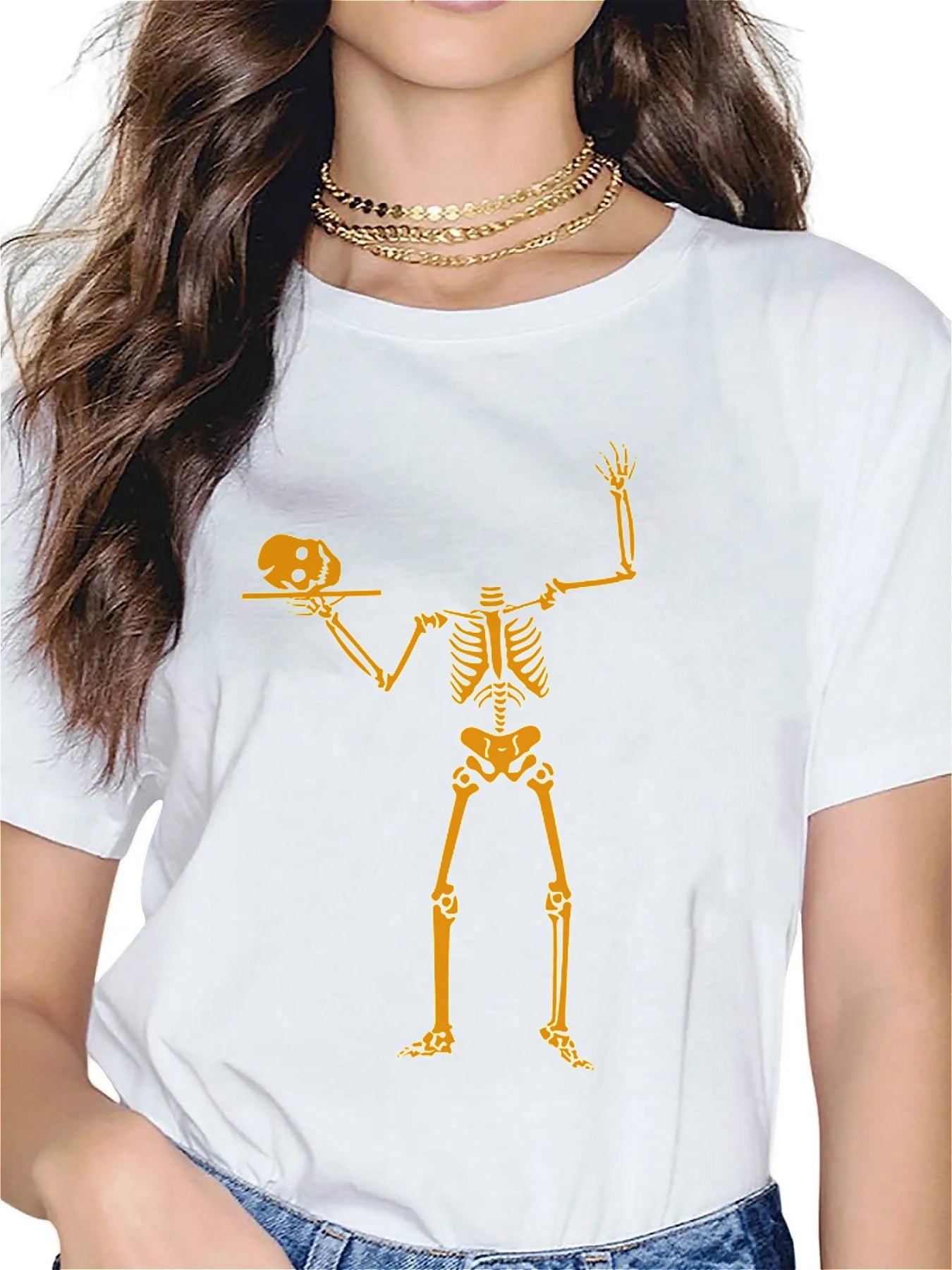 KevaMolly Graphic T Shirts for Women Summer Casual Halloween Printed Tee Cotton Tops Loose Fit