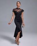 Black Lace Mermaid Long Dress