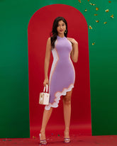 Purple-white Wavy Bodycon Dress