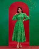 Vintage Green Lace Long Dress