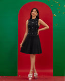 Black Studded Embellished Knit Dress