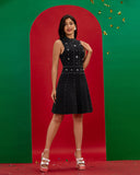 Black Studded Embellished Knit Dress