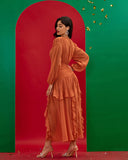 Round Neck Elegant Ruffle Long Dress