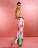 Spaghetti Strap Graphic Print Bodycon Dress