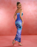 Lavender Sea Tube Maxi Bodycon Dress