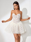Vintage Cream Strap Mini Lace Dress