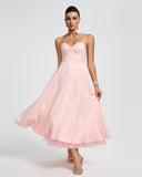 Ballerina Pink Open Back Midi Dress
