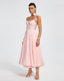 Ballerina Pink Open Back Midi Dress