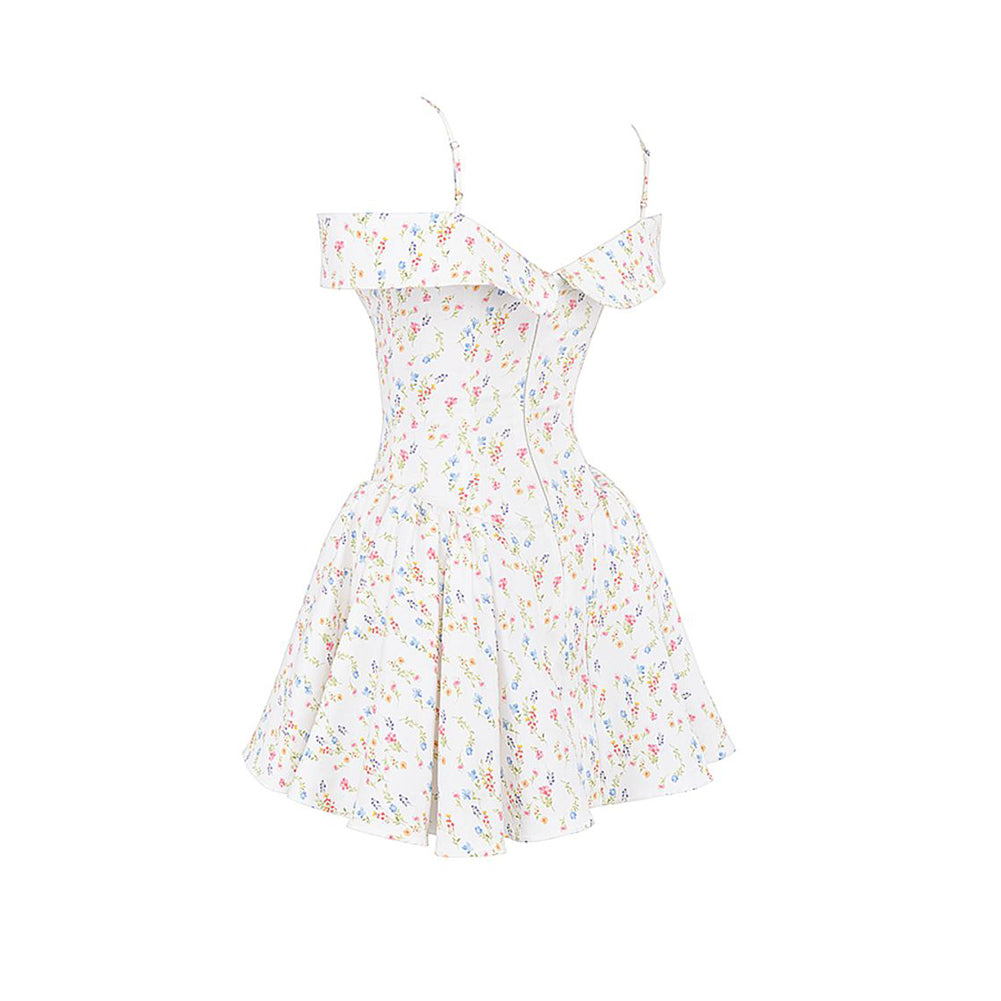 Off Shoulder Sleeveless Floral Mini Dress ZNSBA1022