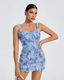Floral Applique Corset Mini Dress