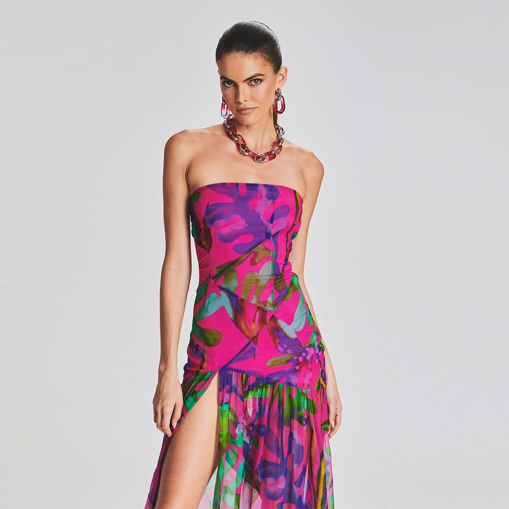 Strapless Sleeveless High Split Maxi Dress ZNSBA1097