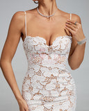 White Floral-Embroidered Bodycon Maxi Dress