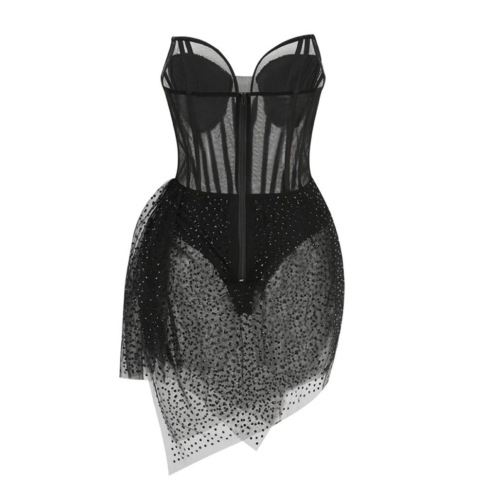 Strapless Sleeveless Mesh Mini Dress ZNSBA729