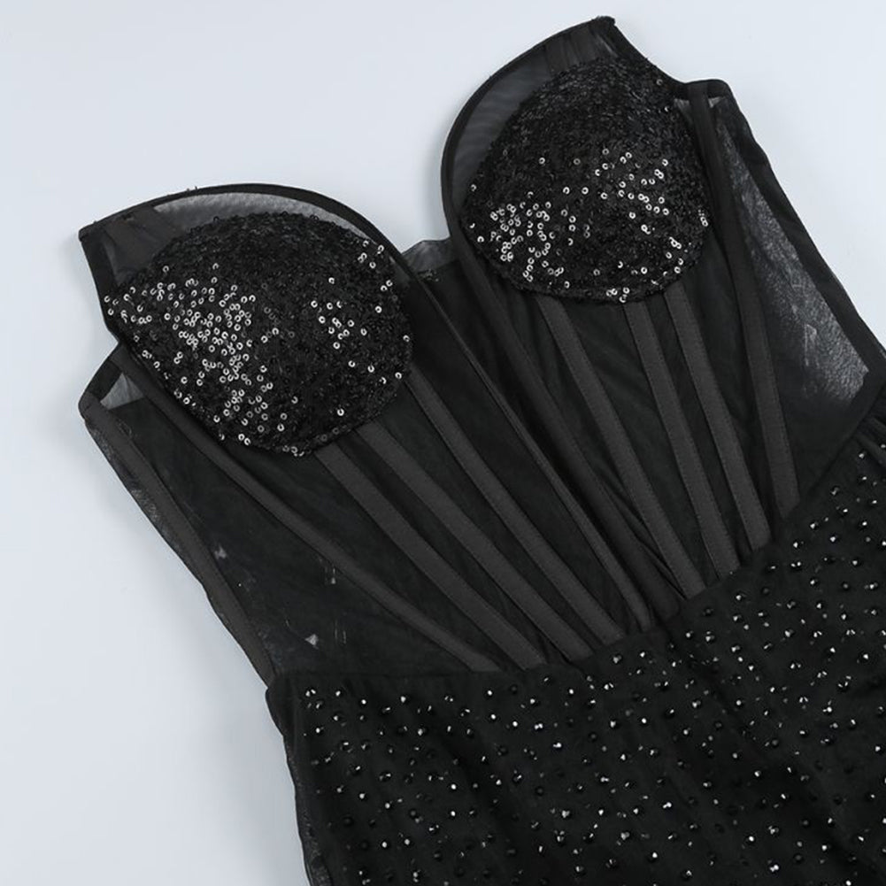 Strapless Sleeveless Mesh Mini Dress ZNSBA729