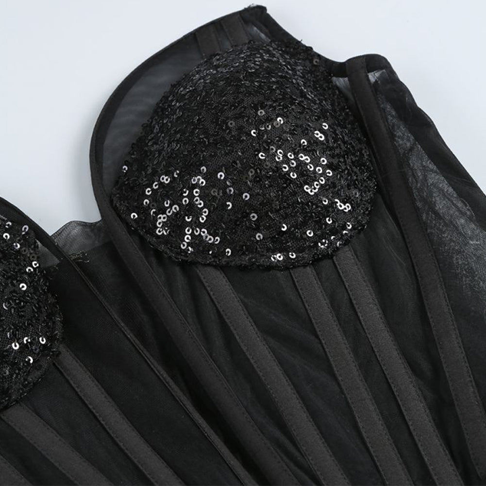 Strapless Sleeveless Mesh Mini Dress ZNSBA729