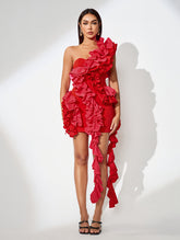 Flower Vine Asymmetric Draped Dress