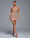 Strappy Crystal Embellished Mini Bodycon Dress