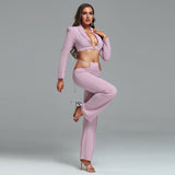 Long Sleeve Drill Chain Exposed Waist Set