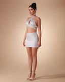 Halter Hollow out Sequin Two Piece Set