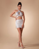Halter Hollow out Sequin Two Piece Set