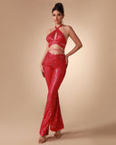 Halter Sequin Hollow out Two Piece Set