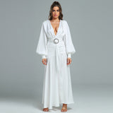 Deep V Diamante Embellished Maxi Dress