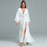 Deep V Diamante Embellished Maxi Dress