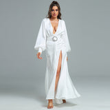 Deep V Diamante Embellished Maxi Dress