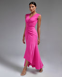 V-neck Fishtail Frill Maxi Dress