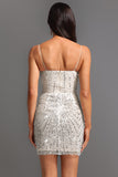 Open Back V-Neck Sequins Mini Dress