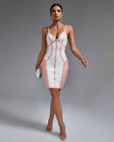 Pink Stripe Backless Bandage Dress