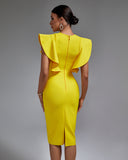 Ruffle Trim Midi Bandage Dress