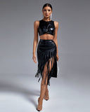 Faux Leather Fringe Two Piece Set