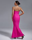 Strapless Feather Maxi Bandage Dress