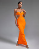 Strapless Cut Out Maxi Bandage Dress