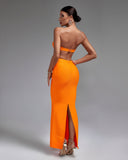 Strapless Cut Out Maxi Bandage Dress