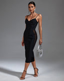 Strappy Mesh Midi Bandage Dress