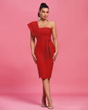 One Shoulder Belted Bandage Party Dress